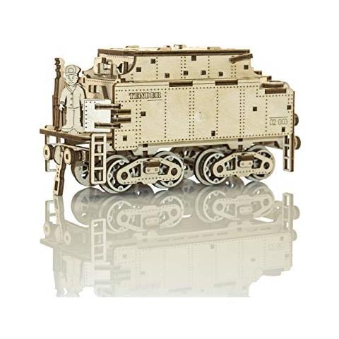 Wooden City - Puzzle Di Legno - Puzzle 3d - Wooden Express + Tender With Rails - 558 Pezzi - Foto 3