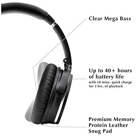 Cuffie Cancellazione Del Rumore Wireless Bluetooth 5.0, Nc35 Auricolare Leggero Over-ear Con Tipo C Carica Rapida, vocale Controllo, microfono Cvc8.0, 40+ Ore Di Riproduzione - Foto 4