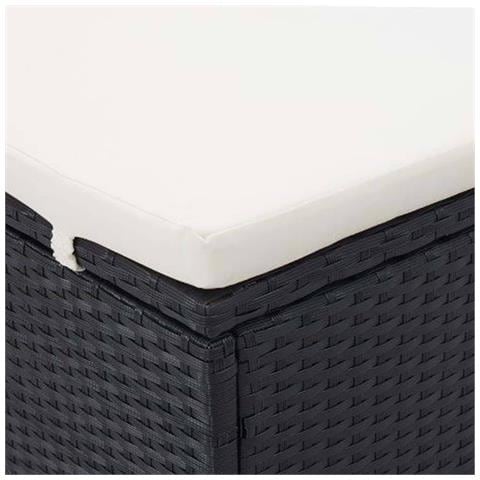 Lettino Prendisole A 2 Posti Con Cuscino In Polyrattan Nero - Foto 2