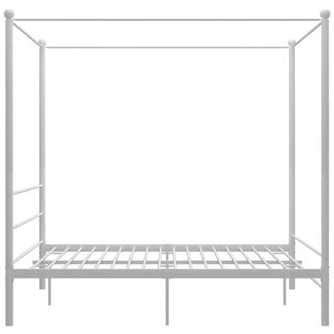 Letto A Baldacchino Bianco In Metallo 160x200 Cm - Foto 6