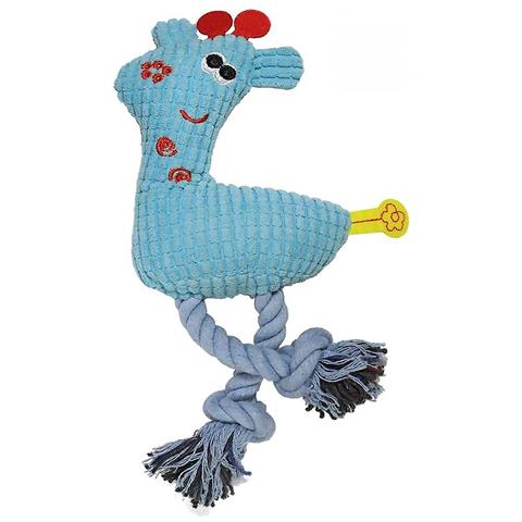 HTN Cane Peluche Stridulo Interattivo Masticare Simpatici Giocattoli Morbidi Per Animali Domestici Con Corde (blu)