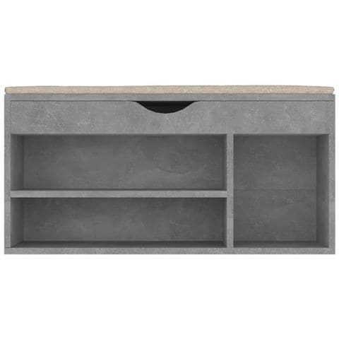 Panca Scarpe con Cuscino Grigio Cemento 104x30x49cm Multistrato - Foto 2