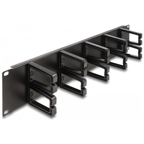 DeLOCK Pannello di gestione dei cavi da 19? con 10 ganci di plastica 2U nero, Pannello di gestione del cavo, Nero, Metallo, Plastica, 2U, Cina, 48,3 cm (19") - Foto 1