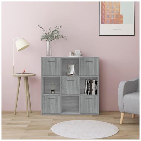 Libreria Grigio Sonoma 90x30x90 Cm In Legno Multistrato - Foto 7