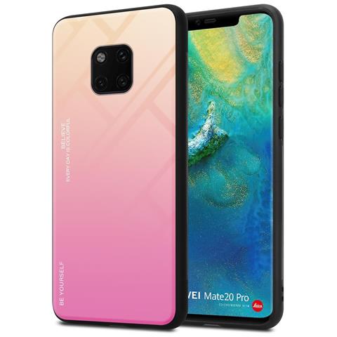 Custodia Compatibile Con Huawei Mate 20 Pro In Giallo - Rosa - Coperchio Protettivo Bicolore In Vetro Temperato E Silicone Tpu - Foto 1