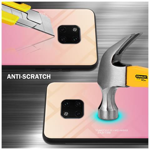 Custodia Compatibile Con Huawei Mate 20 Pro In Giallo - Rosa - Coperchio Protettivo Bicolore In Vetro Temperato E Silicone Tpu - Foto 2