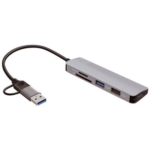469630 replicatore di porte e docking station per laptop Cablato USB 3.2 Gen 1 (3.1 Gen 1) Type-A + Type-C Grigio - Foto 2