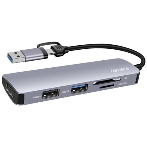 469630 replicatore di porte e docking station per laptop Cablato USB 3.2 Gen 1 (3.1 Gen 1) Type-A + Type-C Grigio - Foto 1