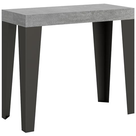 Consolle Allungabile 90x40/196 Cm Flame Telaio Antracite - Cemento - Foto 6