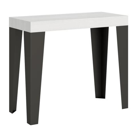 Consolle Allungabile 90x40/196 Cm Flame Telaio Antracite - Cemento - Foto 1