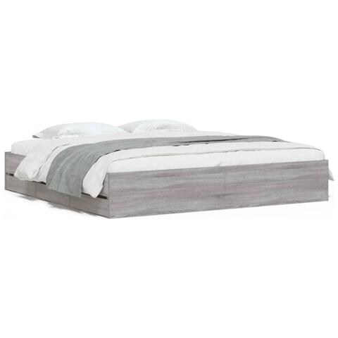 Giroletto Cassetti Grigio Sonoma 180x200 Cm Legno Multistrato - Foto 2