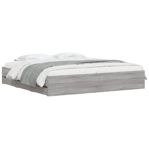 Giroletto Cassetti Grigio Sonoma 180x200 Cm Legno Multistrato - Foto 3