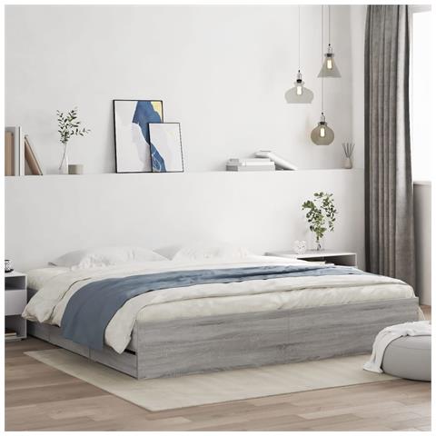 Giroletto Cassetti Grigio Sonoma 180x200 Cm Legno Multistrato - Foto 1