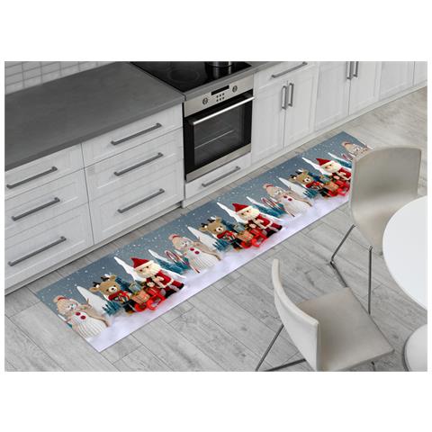 Tappeto Natale Passatoia Cucina Antiscivolo Sottolavello Digitale Pupazzo Maglia 50x115 Pupazzo Maglia - Foto 2