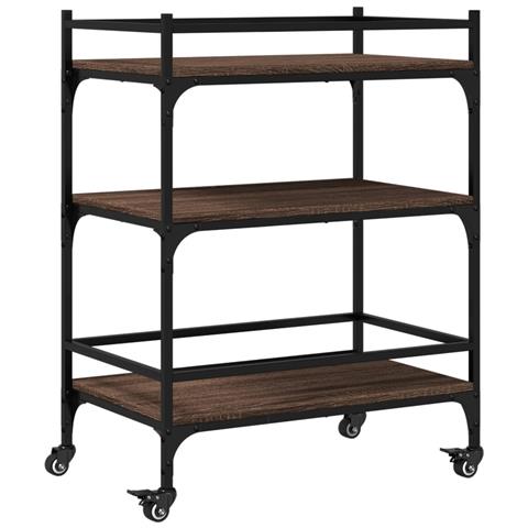 Carrello Cucina Rovere Marrone 65x40x86,5 Cm Legno Multistrato - Foto 2