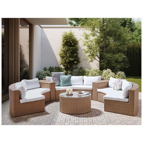 Set Da Giardino 9 Posti Rattan Beige Severo - Foto 1
