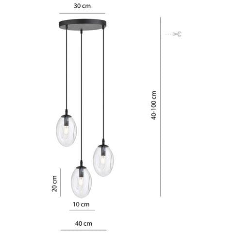 Lampada A Sospensione Astral - Nero - Acciaio Verniciato A Polvere, Vetro - 40x100x40 Cm - Foto 5