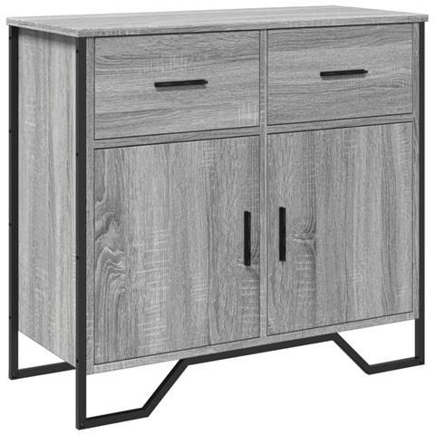 Credenza Grigio Sonoma 79,5x35,5x74,5 Cm In Legno Multistrato - Foto 2