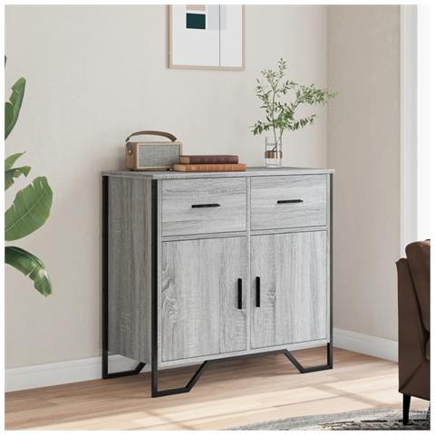Credenza Grigio Sonoma 79,5x35,5x74,5 Cm In Legno Multistrato - Foto 3