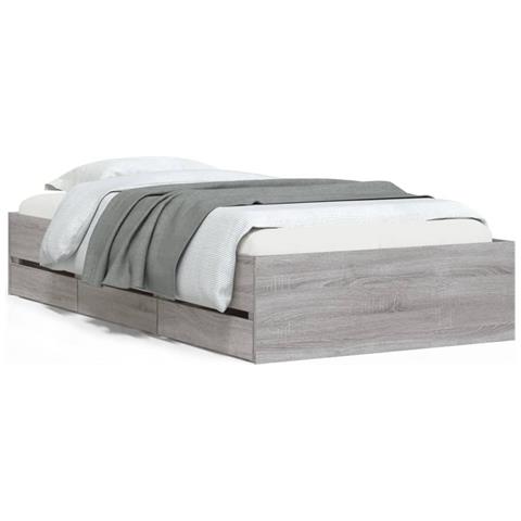 Giroletto Cassetti Grigio Sonoma 90x190 Cm Legno Multistrato - Foto 2