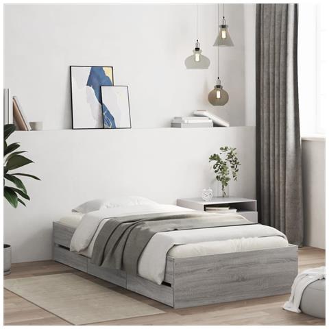 Giroletto Cassetti Grigio Sonoma 90x190 Cm Legno Multistrato - Foto 1