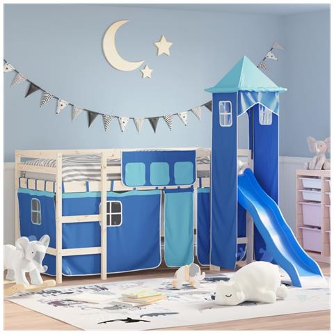 Tende Per Letto A Soppalco Con Torre Blu In Poliestere - Foto 1