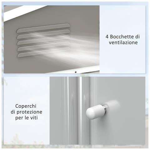 Casetta da Giardino in Lamiera di Acciaio con Porte Scorrevoli, 236x174x190cm, Grigio - Foto 6