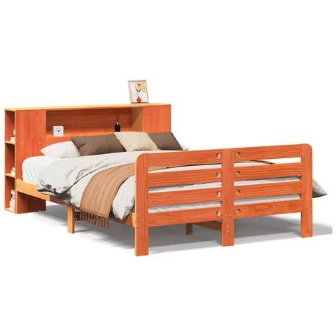 Letto Senza Materasso Marrone Cera 135x190 Cm In Legno Di Pino - Foto 2
