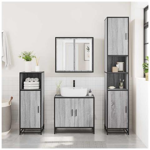 Mobile Specchio Da Bagno Grigio Sonoma 65x20x60 Cm Multistrato - Foto 3