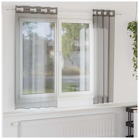 Tende In Voile Con Occhielli 2 Pz Grigio Scuro 140x140 Cm - Foto 1