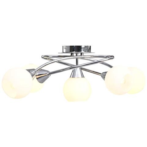 Lusso Casadino - Lampadario Con Paralumi In Ceramica 5 Lampadine E14 A Coppa - Foto 2