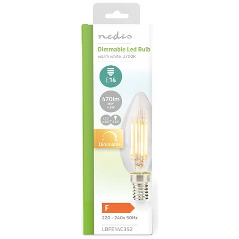 Lampadina E14 Led A Candela 4,5w Stile Retrò Dimmerabile, Trasparente - Foto 2
