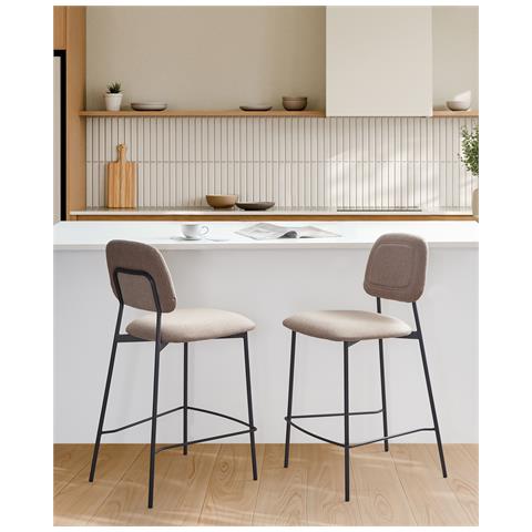 Set Di 2 Sedie Alte Duette Lino Sintetico Tortora - Foto 1