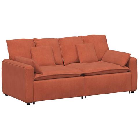 Divano Modulare con Cuscini Rosso Arancione - Foto 1