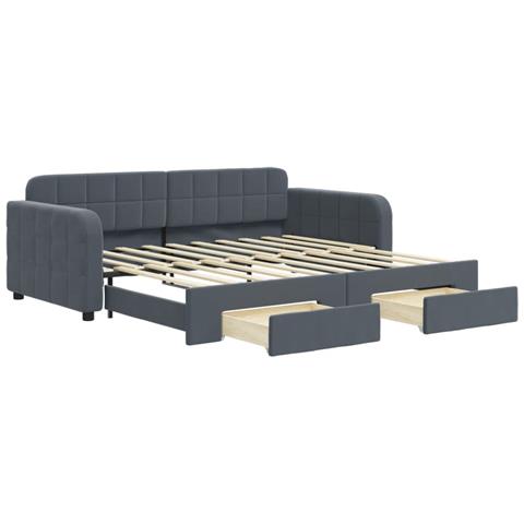 Divano Letto Estraibile Cassetti Grigio Scuro 90x190cm Velluto - Foto 1