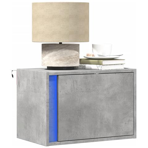 Comodino a Parete con Luci LED Grigio Cemento - Foto 2