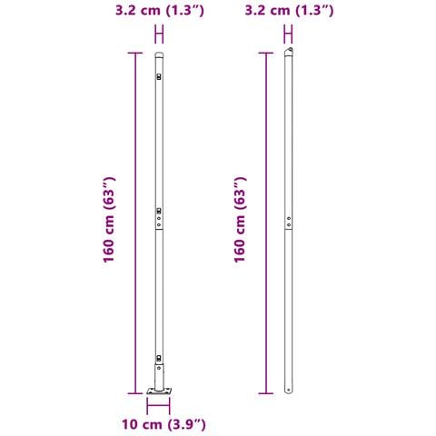 Pali di Recinzione con Piastra di Base 13 pcs Ø32mm 83,5cm Acciaio Zincato - Foto 9
