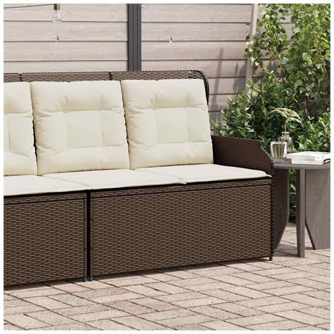 Panca Reclinabile da Giardino con Cuscini Marrone in Polyrattan - Foto 2