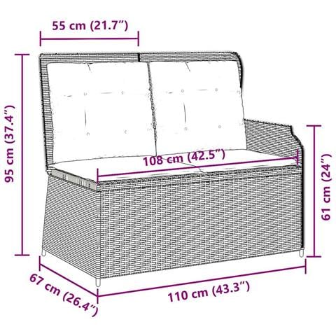 Panca Reclinabile da Giardino con Cuscini Marrone in Polyrattan - Foto 9