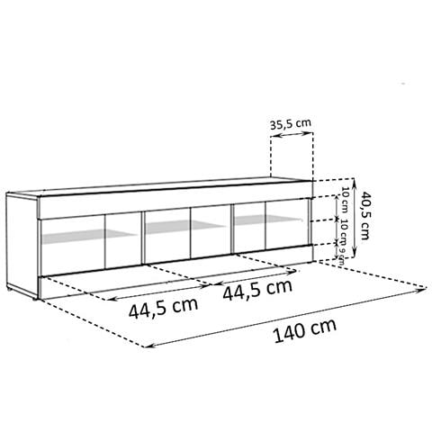 Komodee, Tivoli Rtv 140, Mobile Porta Tv, Bianco/wotan, Con Luci Led Rgb, Con 3 Ripiani In Vetro, 35 X 140 X 40,5 Cm, Per Soggiorno, Sala Da Pranzo E Camera Da Letto - Foto 1