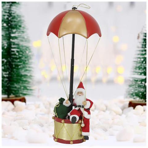 Babbo Natale Con Paracadute Decorazione Addobbo Natalizio Rosso E Oro 60 Cm - Foto 1
