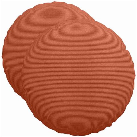 Cuscini per Seduta 2 pcs Rosso Arancio Ø 50 cm Tessuto in Cords - Foto 1