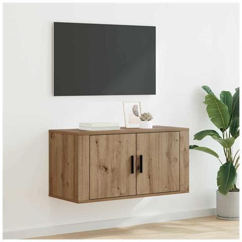 Mobile TV da parete rovere artigianale 80 x 34,5 x 40 cm - Foto 2