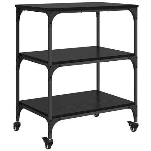 Carrello da Cucina Rovere Nero 60 x 41 x 76 cm - Foto 1