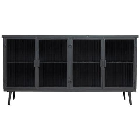Appendiabiti In Metallo E Legno Con Vetro 160x36x80h Cm - Nero - Foto 2