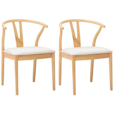 Sedia da pranzo 2 pcs Naturale e chiaro Legno di gomma solido - Foto 1