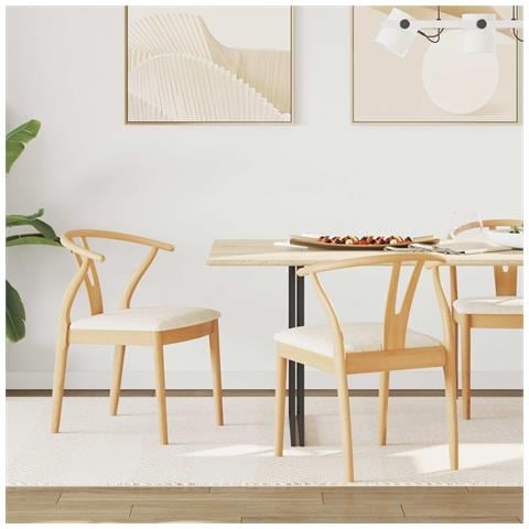 Sedia da pranzo 2 pcs Naturale e chiaro Legno di gomma solido - Foto 2