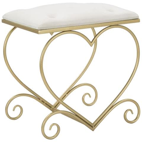 Sgabello Heart Crema E Gold - 50 X 37,5 X H 51,5 Cm - Foto 1