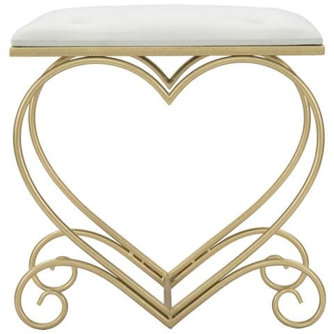 Sgabello Heart Crema E Gold - 50 X 37,5 X H 51,5 Cm - Foto 2
