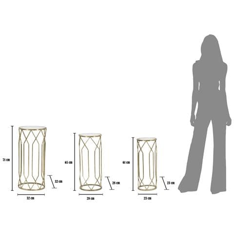 Set Di Tavolini Vkh597-oro-metallo-32x32x71 Cm - Foto 8